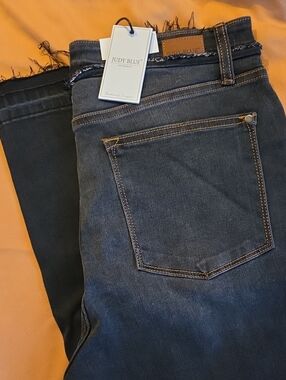 Judy Blue High-Rise Raw Hem Dark Indigo Jeans